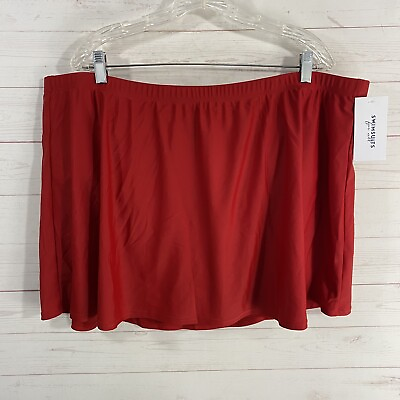 #ad Swimsuits For All Womens Swim Skirt Plus Size 26 Red Pull On Modest 42x17 New $18.00