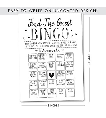 #ad Find the Guest Bingo Game for Bridal Shower Baby Shower Bachelorette Party 50 $20.00