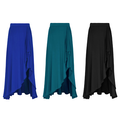 Women#x27;s Boho Elastic Waist Asymmetric Wrap Maxi Split Skirt Summer Long Dress $13.35