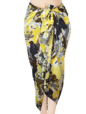 #ad Women Yellow Floral Swimwear Bikini Cover Ups Sarongs 100 * 180 CM GBP 13.95