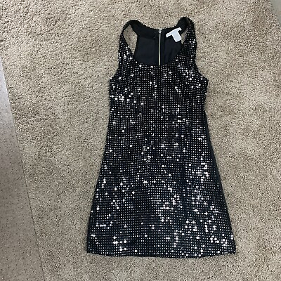 #ad Black Sequin Charlotte Russe Cocktail Dress Size M Sparkle Shimmer Zip Sexy $12.00