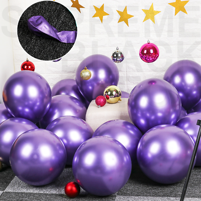 50 Purple Metallic Balloons Chrome Shiny Latex 12 Thicken For Wedding Party Baby $10.99