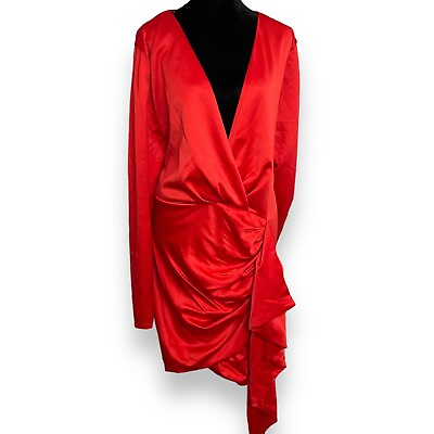 #ad #ad Latiste By Amy Women#x27;s Red Cocktail Party Dress Plus Size 3X Long Sleeve Draped $28.89