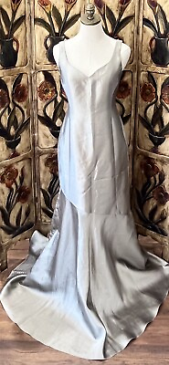 #ad NWT Rickie Freeman Teri Jon Silk Wool Metallic Champagne Evening Dress Size 4 $150.00