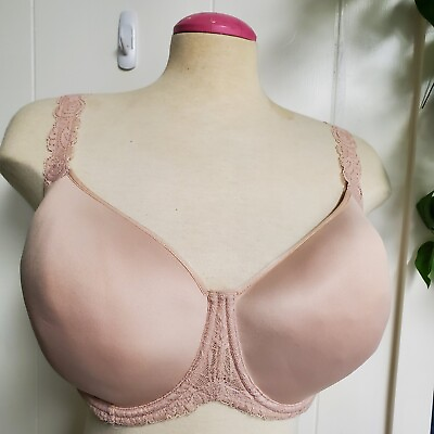 #ad Wacoal Plus Size Bra 853395 36G Pale Pink Lace over Material on sides $15.00