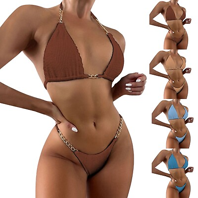 #ad #ad Women Bikini Swimsuit High Waisted Size 6 8 10 Breathable Swimsuit Bathing Suit $12.59