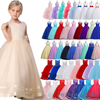 #ad 3 14Y Little Girls Princes Lace Long Dress Birthday Christmas Pageant Party Gown $23.60
