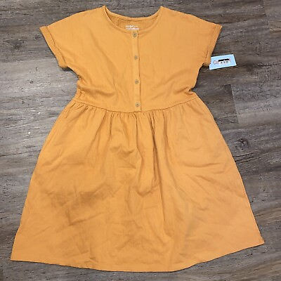 #ad Girls Short Sleeve Dress Yellow Cat amp; Jack XL 14 $8.25