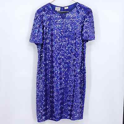 #ad Vintage 100% Silk Stenay LTD Dress Bright Blue Party Plus Size 18 $49.99