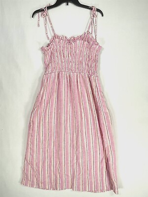#ad Universal Thread Sundress Womens Medium Sleeveless Tie Straps Pink Striped $21.99