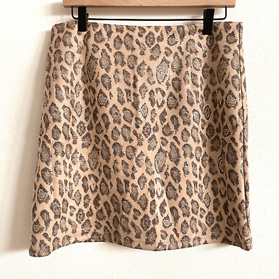 #ad Adora Brown and Gold Leopard Cheetah Print High Waist Mini Skirt Women#x27;s Large $25.00