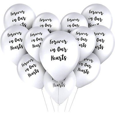 #ad 30 Pack White Memorial Balloons with Black Forever in Our Hearts Text 12quot; dia $9.99