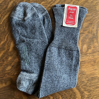 #ad Vintage Sears Roebuck Pilgrim Socks For Men New Old Stock Unworn Tag Cotton Wool $15.99