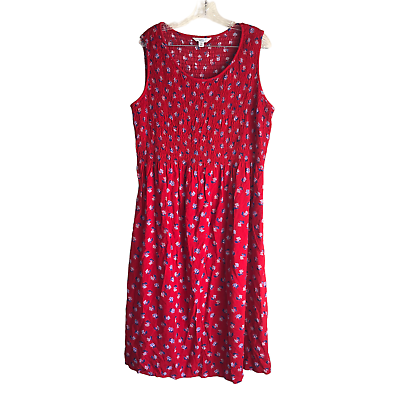 #ad Croft amp; Barrow Women#x27;s Sun Dress Plus 1X Floral Red Elastic A Line Sleeveless $46.72