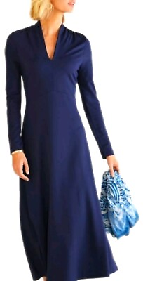 #ad Soft Surroundings Naima rayon blend navy blue long sleeve knit maxi dress 1X NWT $60.00