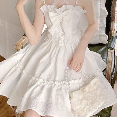 #ad Sweet Girls Bow Ruffles Princess Dress A Line Summer School Short Dress Japanese $28.47