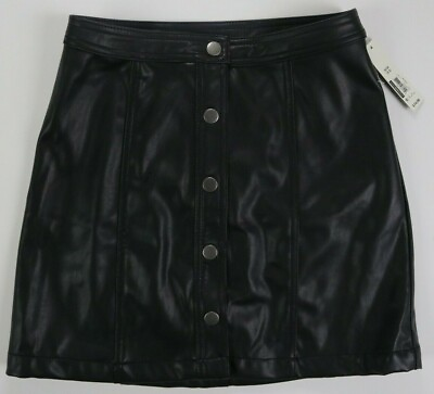 #ad No Boundaries Juniors Teen Skirt Black Snap Front Mini Size Small 3 5 NEW $13.99