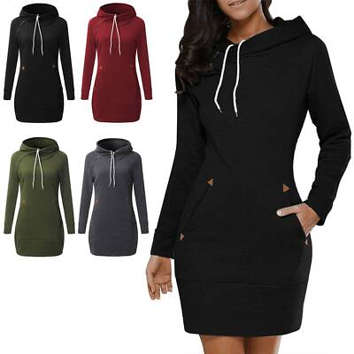 Womens Cocktail Dress Long Sleeve Dress Evening Hooded Bodycon Party Fleece Tops $16.73