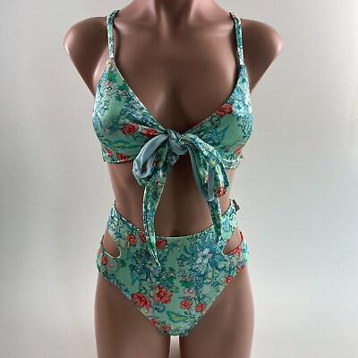 #ad Victoria#x27;s Secret Swim Padded Bikini Top amp; High Waist Bottom Floral Set M NWT $44.99
