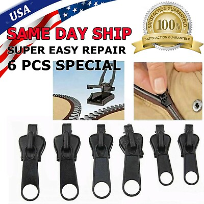Fix Zipper Zip Slider Repair Instant Kit Removable Rescue Replacement Pack of 6P $2.74