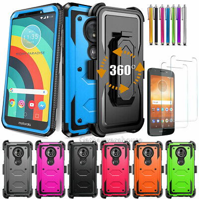 For Motorola Moto E5 Play Plus Cruise Shockproof Case Cover Clip Tempered Glass $11.89