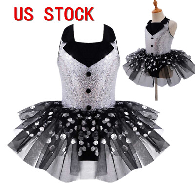 US Girls Tutu Dress Ringmaster Circus Dance Costumes Ballerina Dancewear Dress $5.69
