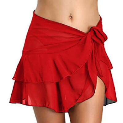 #ad Women Bikini Cover Up Skirt Summer Swimwear Sheer Beach Wrap Skirt Sarong Skirt $11.61