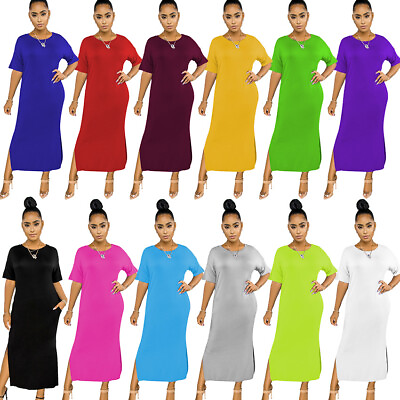 #ad Women#x27;s New Solid Color Cover Up Maxi Dress $21.99