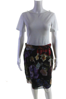 #ad Dolce amp; Gabbana Womens Back Zip Floral Silk Pencil Skirt Black Multi Size IT 46 $121.99