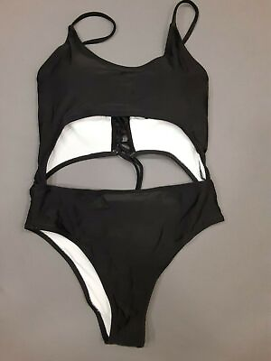 #ad #ad Sexy Swimwear Black Halter One Piece Swimsuit Medium OPEN BOX $4.55