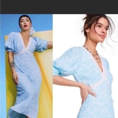 #ad RIXO for Target Women#x27;s Blue Floral Maxi Dress Short Sleeve Prairie Size 12 NWT $39.99