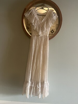 #ad Vintage Jessica McClintock Gunne Sax Maxi Dress 1970s Size 0 2 Prairie Cottage $153.00