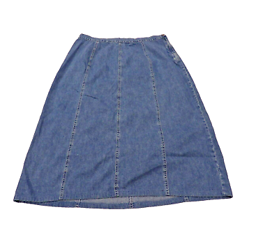 #ad CJ Banks Denim Jean Long Maxi Skirt 16W 16 90s Medium Wash Modest Slit $16.99