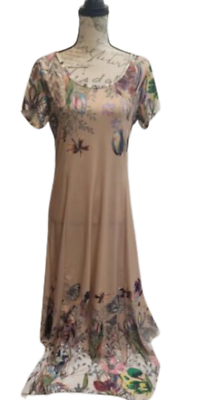 LILY BY FIRMIANA BUTTERFLY FLORAL HANDKERCHIEF HEM MAXI DRESS PLUS SIZE M $28.80