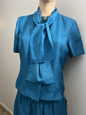 #ad Leslie Faye Women Teal Skirt Suit SZ 16 NWT Business Church Office Wear $39.99
