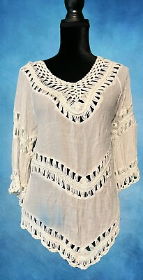 #ad Women’s Cover Up. Size 1XLg. Brand Vivid. Beautiful Beach Cover Up White $24.00