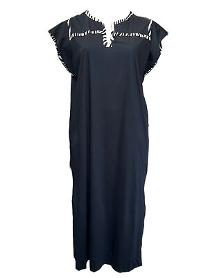 #ad Marina Rinaldi Women#x27;s Nero Oleum Cap Sleeve Jersey Maxi Dress NWT $103.75