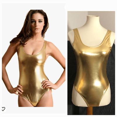 #ad Metallic Cold One Piece Swimsuit Size Small $28.00