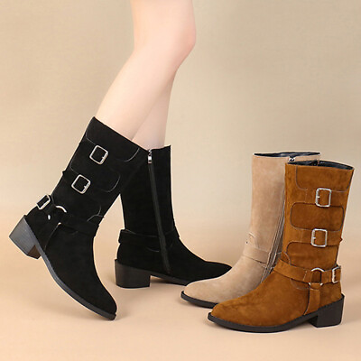 #ad Womens Boots Pointed Toe Mid Calf Boot Non slip Side Zip Women Fashion Booties $60.51