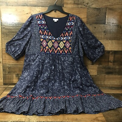#ad Sundance BOHO Dress Embroidered Hippie Countrycore Lined Size Large $31.49