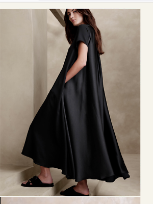 #ad Banana Republic Aurelia Crepe amp; Satin Maxi Dress Black Size XS #755269 NWT $101.99