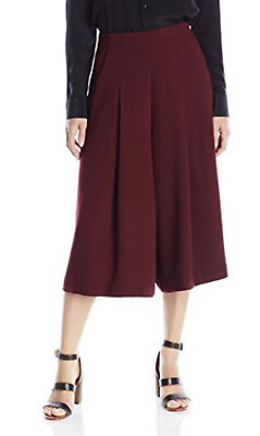 Nanette Lepore Culotte Cropped Wide Leg Dress Pants Burgundy Size 12 $34.99