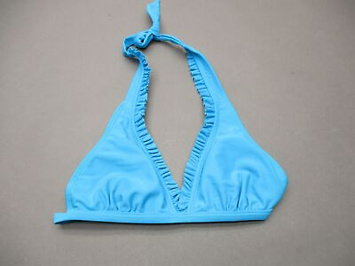 #ad #ad Malibu Size M Womens Blue Padded Wireless Triangle Bikini Top Swimwear 2H $10.00