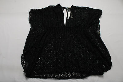 #ad Miken Swim Women#x27;s Crochet Lace Swimsuit Coverup EJ1 Black Size XL NWT $9.68