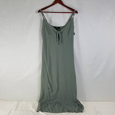#ad Forever 21 Maxi Dress Juniors 1X Green Sleeveless Adjustable Strap Tied V Neck $15.00