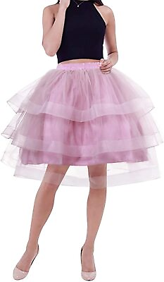 Women 3 Layer Cupcake Tutu Underskirt Midi Tulle Skirt for Princess Dance Party $20.99