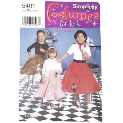 #ad #ad Simplicity Costumes Girls Pattern 5401 Size K5 7 14 Poodle Skirt Easy To Sew $11.05