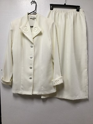 #ad Womens Formal 3 Piece Skirt Suit Size 14 Ivory Mother of the Bride Tower Hill 55 $79.00