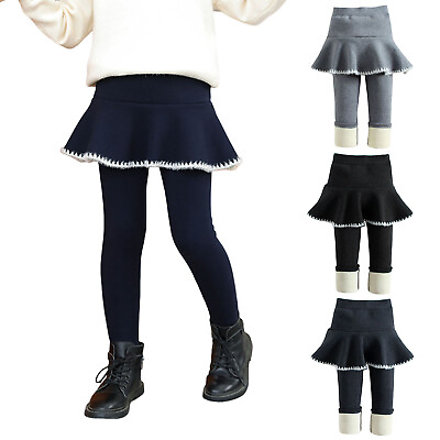 #ad Toddler Trendy Girls#x27; Leggings Skirt Ruffle Fleece Skirt Pants Kids $25.56