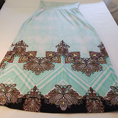 Cato White amp; Green With Brown Floral Desig Women#x27;s Long Skirt Size 18 20W $15.99